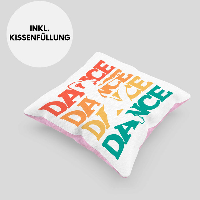 Lustige Tänzer Kissen mit Füllung 40x40 Geschenk für Tanzbegeisterte Tanzlehrer Grafik Dance (Grau) Rosa Trendation