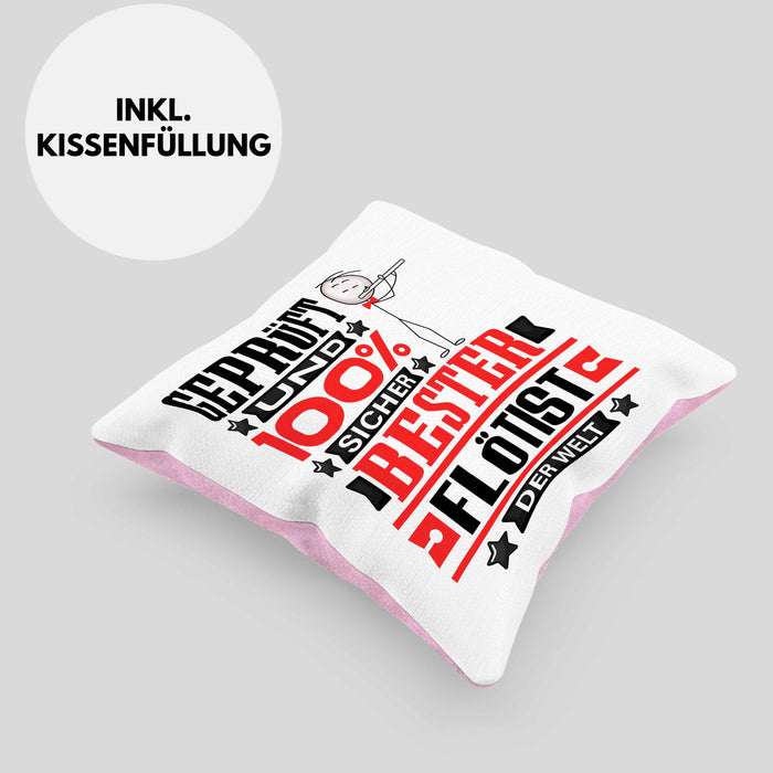 Flötist Geschenk Lustiger Spruch für Flötist Geschenkidee Bester Flötist Der WeltKissen mit Füllung 40x40 (Grau) Rosa Trendation
