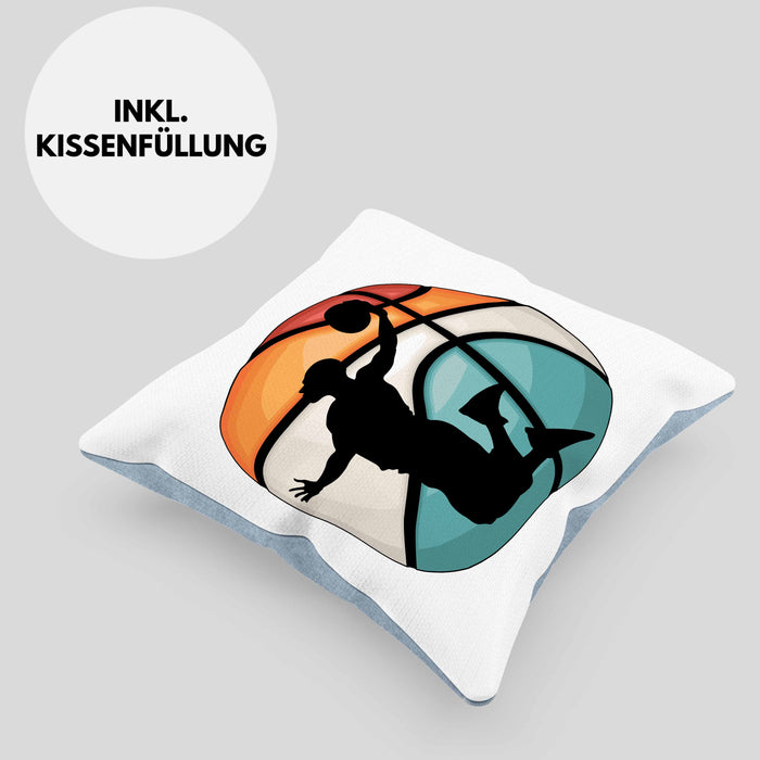 Basketball Kissen mit Füllung 40x40 Geschenk Basketballspieler Trainer Geschenkidee Lustige Kissen mit Füllung 40x40 Basketballer Jungs Jungen Coach (Grau) Blau Trendation