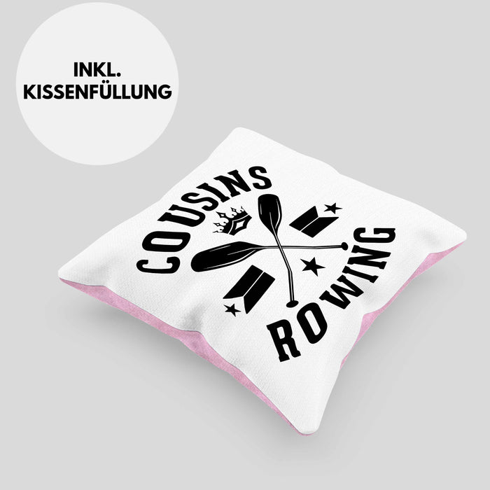 Cousins Rowing Kissen mit Füllung 40x40 Geschenk Rudern Paddelboot Cousinen-Treff Cousins (Grau) Rosa Trendation