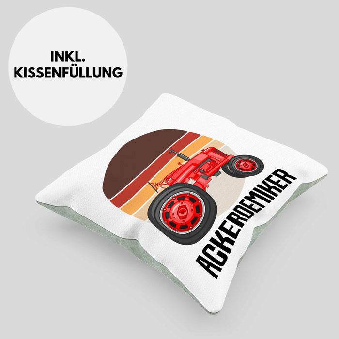 Ackerdemiker Kissen mit Füllung 40x40 Geschenk für Landwirt Geschenkidee Bauer Landwirtin Bauernhof Acker (Grau) Grün Trendation