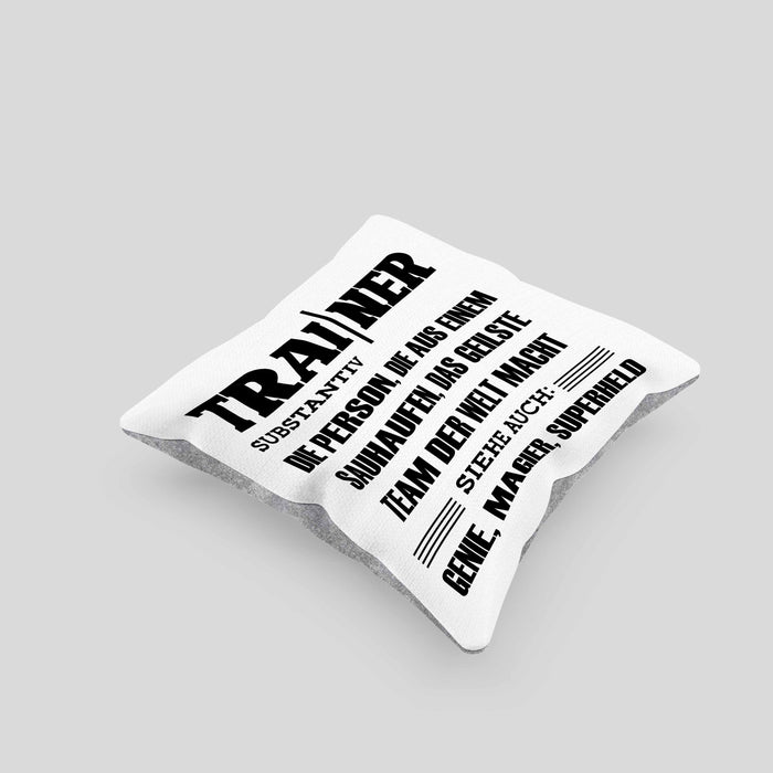 Trainer Kissen mit Füllung 40x40 Geschenk Bester Coach Geschenkidee Spruch (Grau) Grau Trendation