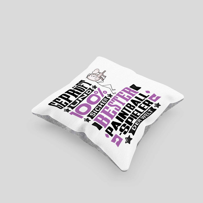 Paintballspieler Geschenk Lustiger Spruch für Paintballspieler Geschenkidee Bester Paintballspieler Der WeltKissen mit Füllung 40x40 (Grau) Grau Trendation