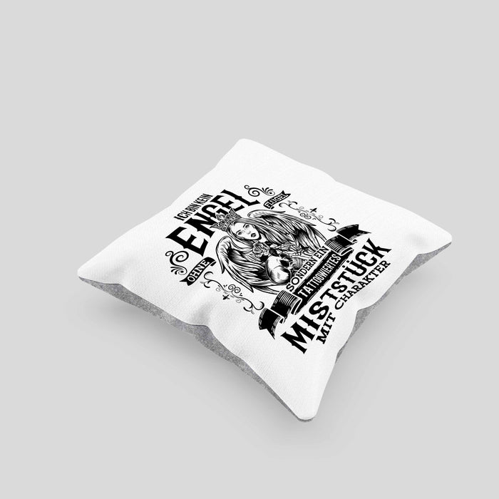 Tattoo Kissen mit Füllung 40x40 Spruch Tätowiererin Geschenk Frauen Geschenkidee (Grau) Grau Trendation