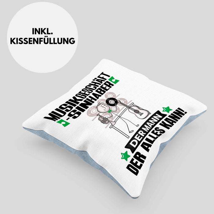Musikgeschäftsinhaber Kissen mit Füllung 40x40 Geschenk für Musikgeschäftsinhaber Der Mann Der Alles Kann Geschenkidee zum Geburtstag (Grau) Blau Trendation