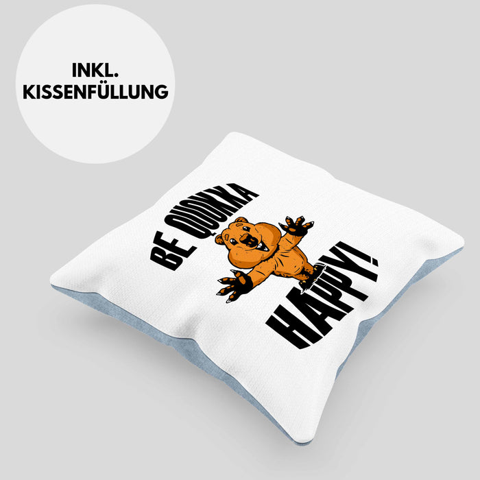 Lustige Kissen mit Füllung 40x40 Quokka-Motiv Geschenk für Quokka Liebhaber Be Quokka Happy (Grau) Blau Trendation