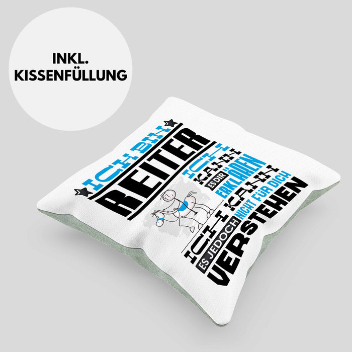 Reiter Geschenk Kaffee-Kissen mit Füllung 40x40 Geschenkidee für Reiter Ich Bin Reiter Ich Kann Es Dir Erklären Jedoch Nicht Für Dich Verstehen Spruch Lustig (Grau) Grün Trendation