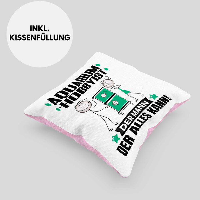Aquarium-Hobbyist Kissen mit Füllung 40x40 Geschenk für Aquarium-Hobbyist Der Mann Der Alles Kann Geschenkidee zum Geburtstag (Grau) Rosa Trendation
