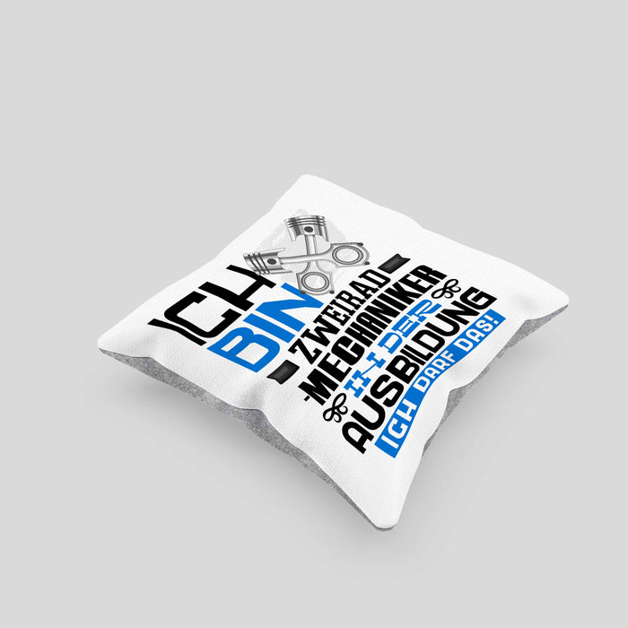Zweiradmechaniker Ausbildung Kissen mit Füllung 40x40 Geschenk Ich Bin Zweiradmechaniker In Der Ausbildung Ich Darf Das Geschenkidee Spruch (Grau) Grau Trendation