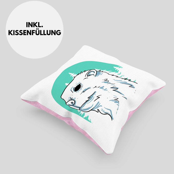 Otter Kissen mit Füllung 40x40 Geschenk Natur Otter-Liebhaber Geschenkidee Geburtstag (Grau) Rosa Trendation