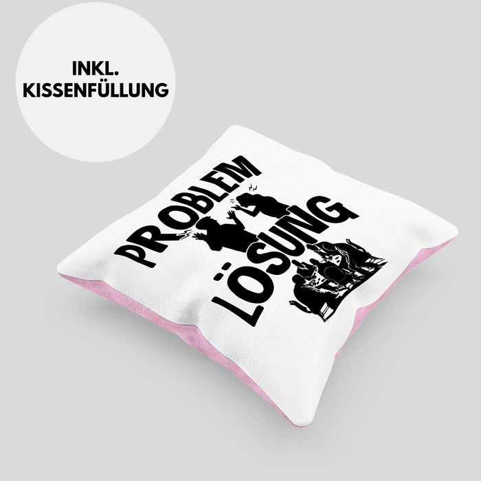 Poker Kissen mit Füllung 40x40 Geschenk für Poker-Spieler Männer Geschenkidee Problem und Lösung Poker Spielen Kartenspielen (Grau) Rosa Trendation
