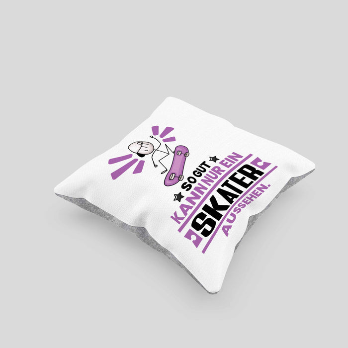 Skater Geschenk Kissen mit Füllung 40x40 So Gut Kann Nur Ein Skater Aussehen Geschenkidee (Grau) Grau Trendation