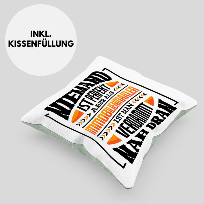 Immobilienmakler Kissen mit Füllung 40x40 Geschenk Ausbildung Geschenkidee Spruch (Grau) Grün Trendation
