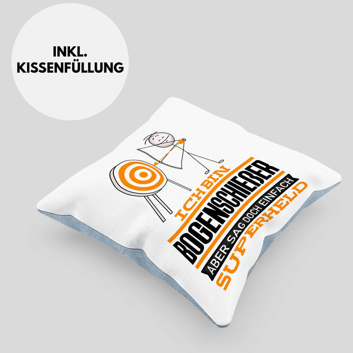 Bogenschießer Geschenk Kissen mit Füllung 40x40 Ich Bin Bogenschießer Aber Sag Doch Einfach Superheld Lustige Geschenkdiee für Bogenschießer (Grau) Blau Trendation