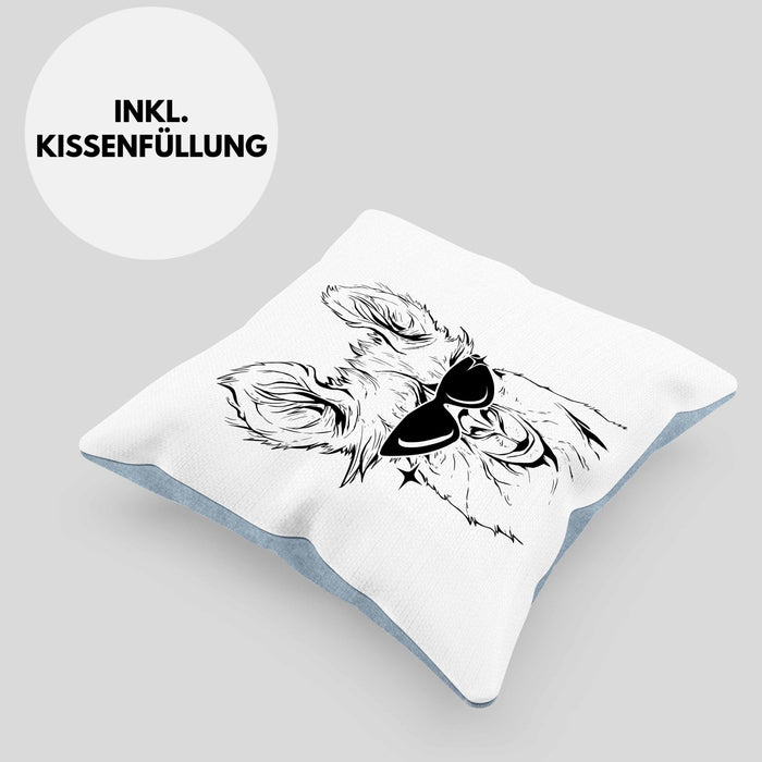 Llama Alpaka Kissen mit Füllung 40x40 Geschenk Lama Geschenkidee für Lama-Fans (Grau) Blau Trendation