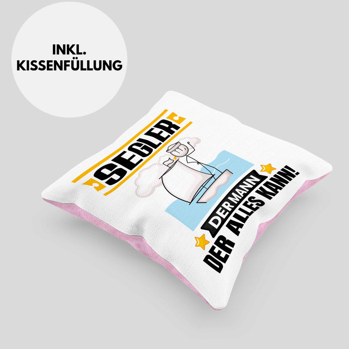 Segler Kissen mit Füllung 40x40 Geschenk für Segler Der Mann Der Alles Kann Geschenkidee zum Geburtstag (Grau) Rosa Trendation