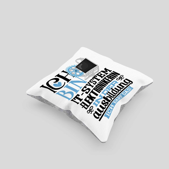 IT-Systemelektronikerin Ausbildung Start Geschenk Kissen mit Füllung 40x40 Ich Bin IT-Systemelektronikerin In Der Ausbildung Ich Darf Das Geschenkidee (Grau) Grau Trendation