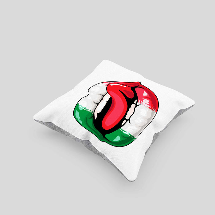 Italien Kissen mit Füllung 40x40 Geschenk Lippen Italiener Geschenkidee Sprüche (Grau) Grau Trendation