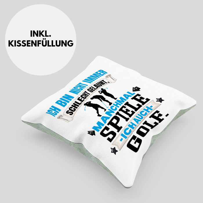 Golfer Geschenk Kissen mit Füllung 40x40 Ich Bin Nicht immer Schlecht Gelaunt Golfspieler (Grau) Grün Trendation