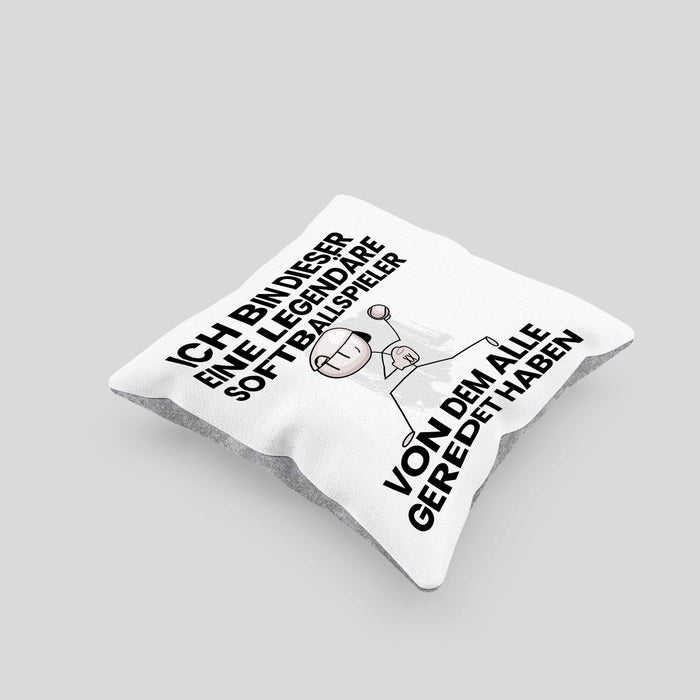 Softballspieler Geschenk Kissen mit Füllung 40x40 Lustige Geschenkidee Geburtstag für Softballspieler Ich Bin Dieser Legendäre Softballspieler Von Dem Alle Geredet Haben (Grau) Grau Trendation