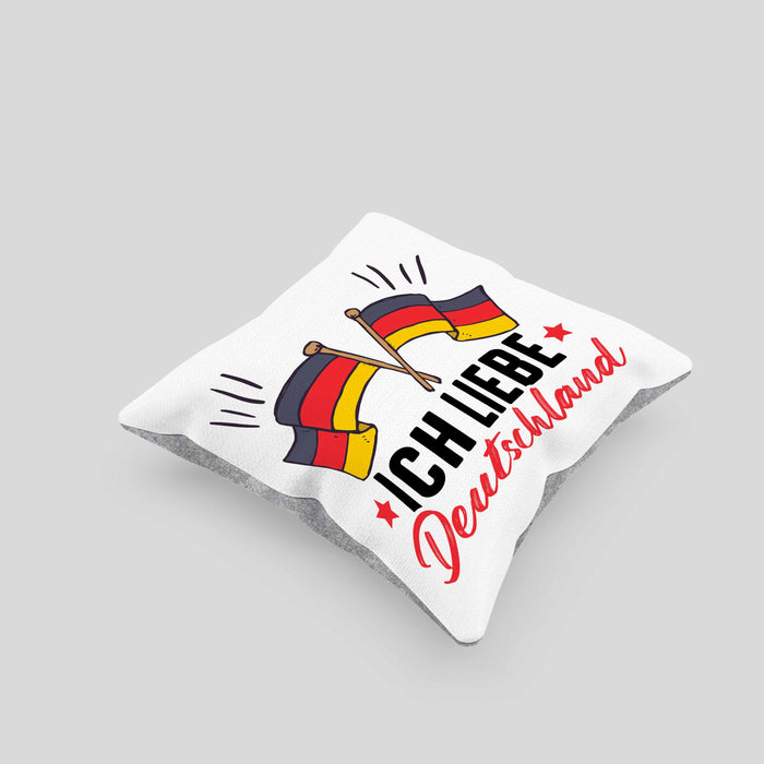 Ich Liebe Deutschland Kissen mit Füllung 40x40 Geschenk Geschenkidee Flagge (Grau) Grau Trendation