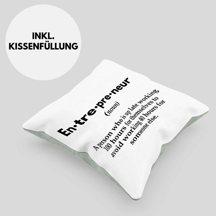 Entrepreneur Kissen mit Füllung 40x40 Entrepreneurship Geschenk Spruch Motivation Idee (Grau) Grün Trendation