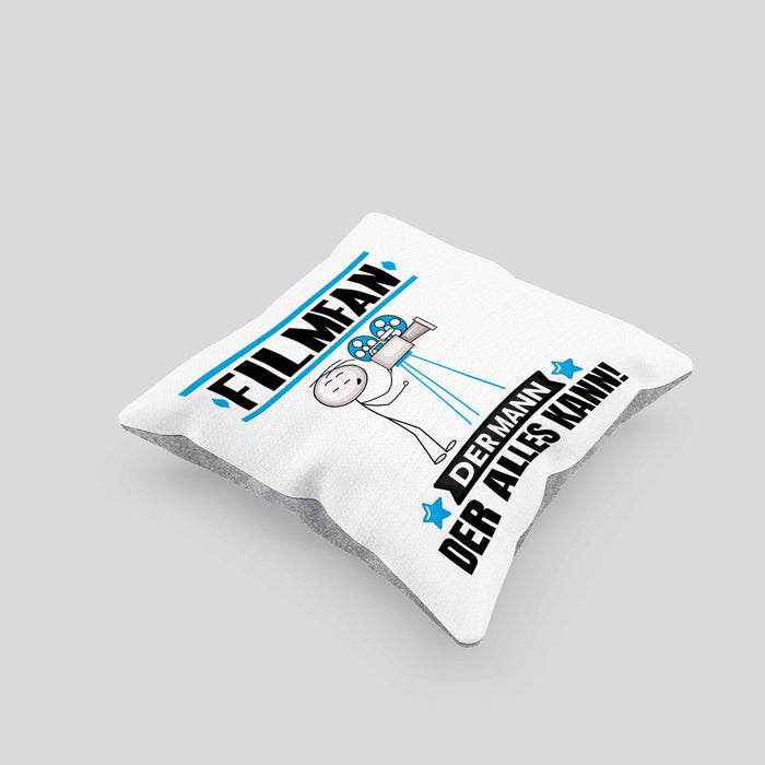 Filmfan Kissen mit Füllung 40x40 Geschenk für Filmfan Der Mann Der Alles Kann Geschenkidee zum Geburtstag (Grau) Grau Trendation