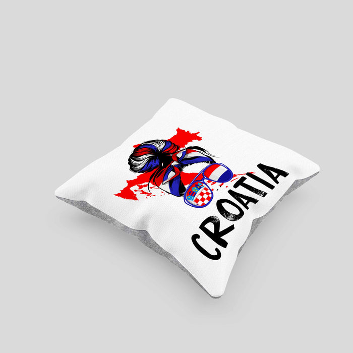 Croatia Kissen mit Füllung 40x40 Geschenk für Kroatische Frau Heimat Kroatien Geschenkidee (Grau) Grau Trendation