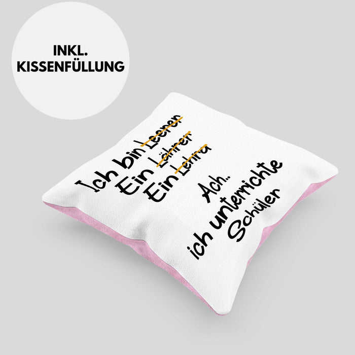 Lehrer Kissen mit Füllung 40x40 Geschenk mit Spruch Lehrer Geschenkidee Lustig Sprüche (Grau) Rosa Trendation