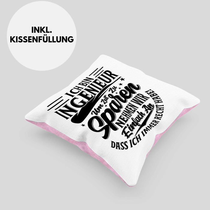 Ingenieur Kissen mit Füllung 40x40 Geschenk Geschenkidee Sprüche Ingenieurswesen Geschenkidee Spruch (Grau) Rosa Trendation