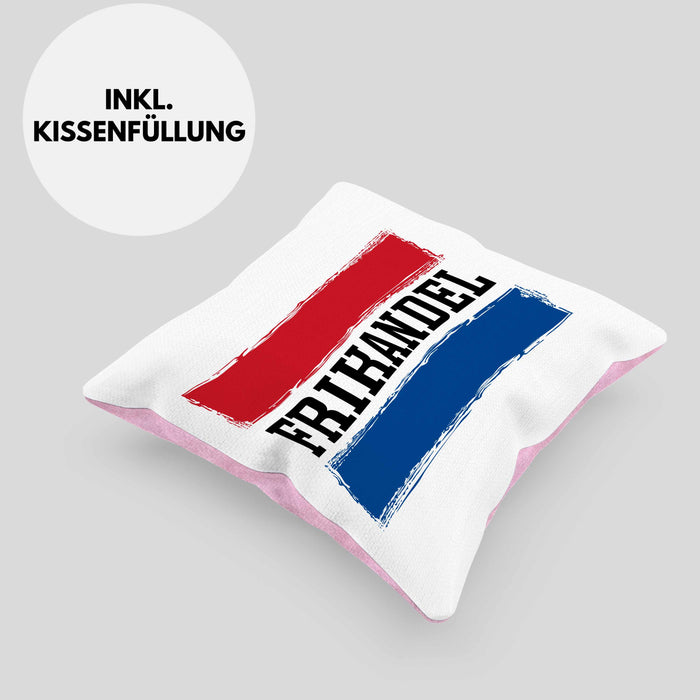 Frikandel Kissen mit Füllung 40x40 Geschenk Holländer Geschenkidee Holland Flagge Holland Urlaub Liebhaber (Grau) Rosa Trendation