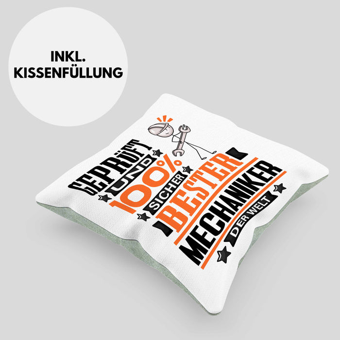 Mechaniker Geschenk Lustiger Spruch für Mechaniker Geschenkidee Bester Mechaniker Der WeltKissen mit Füllung 40x40 (Grau) Grün Trendation