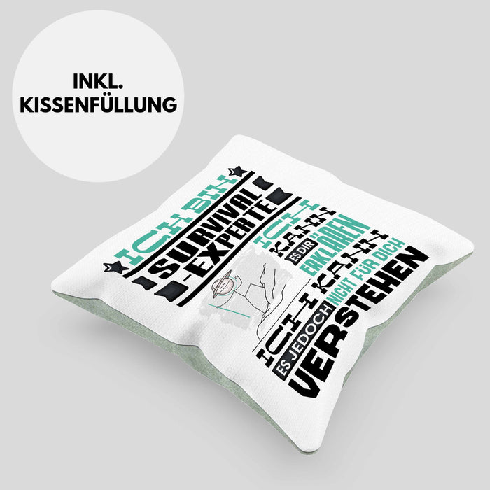 Survival-Experte Geschenk Kaffee-Kissen mit Füllung 40x40 Geschenkidee für Survival-Experte Ich Bin Survival-Experte Ich Kann Es Dir Erklären Jedoch Nicht Für Dich Verstehen Spruch Lustig (Grau) Grün Trendation