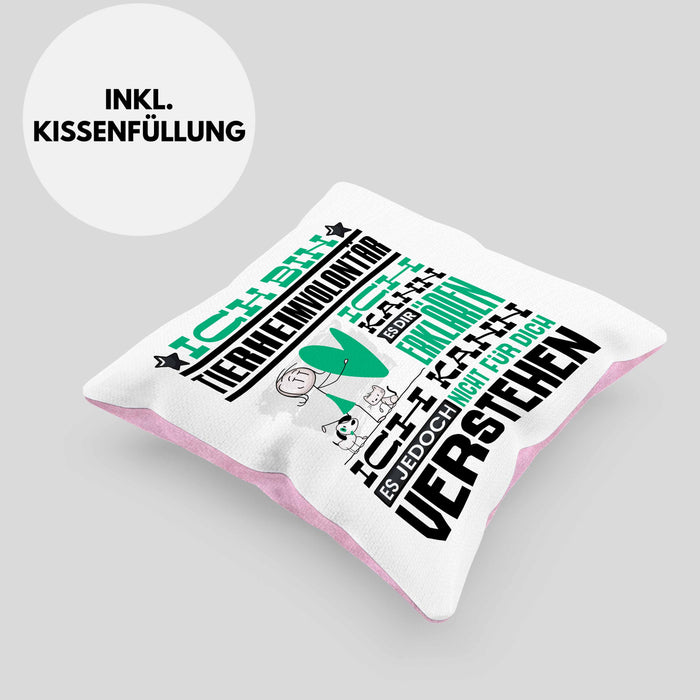 Tierheimvolontär Geschenk Kaffee-Kissen mit Füllung 40x40 Geschenkidee für Tierheimvolontär Ich Bin Tierheimvolontär Ich Kann Es Dir Erklären Jedoch Nicht Für Dich Verstehen Spruch Lustig (Grau) Rosa Trendation