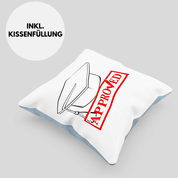 Lustige Kissen mit Füllung 40x40 für Doktor, Master und Bachelor - Das tolle Geschenk für Absolventen Approved (Grau) Blau Trendation
