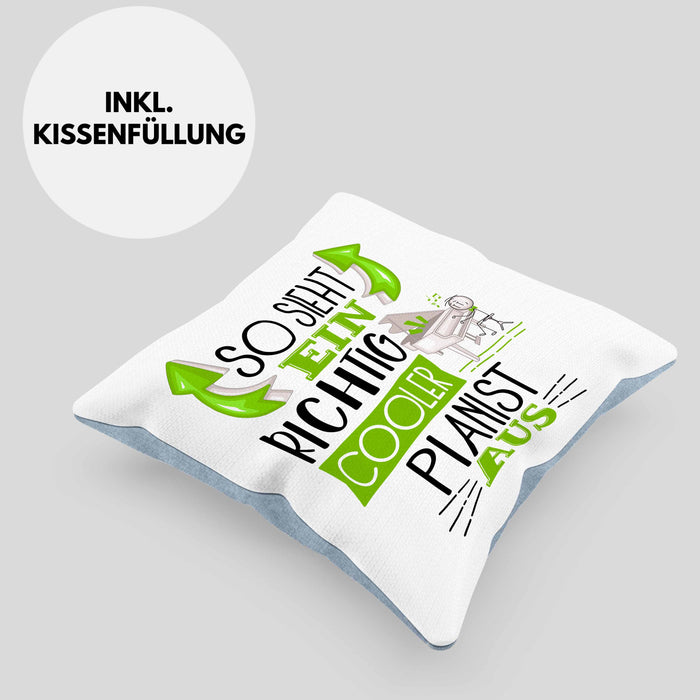 So Sieht Ein Richtig Cooler Pianist Aus Kissen mit Füllung 40x40 Geschenk für Pianist Geburtstag Geschenkdiee Piano Klavierspieler (Grau) Blau Trendation