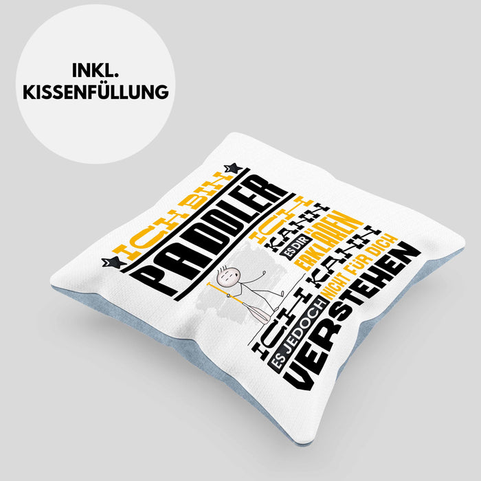 Paddler Geschenk Kaffee-Kissen mit Füllung 40x40 Geschenkidee für Paddler Ich Bin Paddler Ich Kann Es Dir Erklären Jedoch Nicht Für Dich Verstehen Spruch Lustig (Grau) Blau Trendation