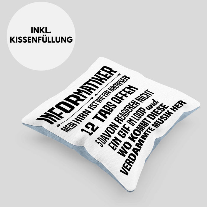Informatiker Kissen mit Füllung 40x40 Geschenk Programmierer Gadget Lustig Geschenkidee Männer Zubehör Informatiklehrer IT Programmierer (Grau) Blau Trendation