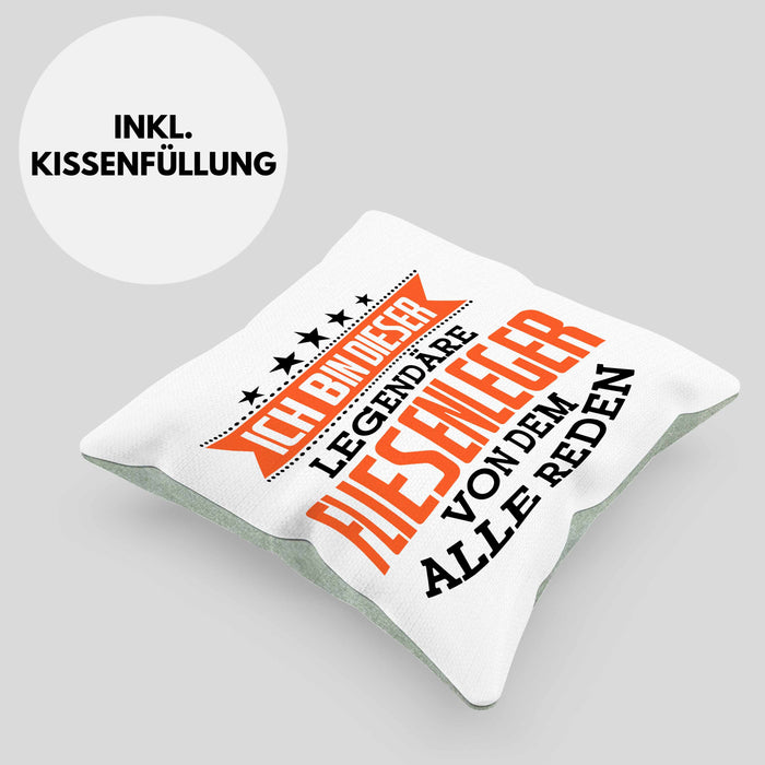 Fliesenleger Kissen mit Füllung 40x40 Geschenk Spruch Geschenkidee Legendäre Fliesenleger (Grau) Grün Trendation