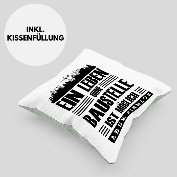 Lustige Kissen mit Füllung 40x40 Bauarbeiter Baustellenliebhaber Geschenkidee Baustelle (Grau) Grün Trendation