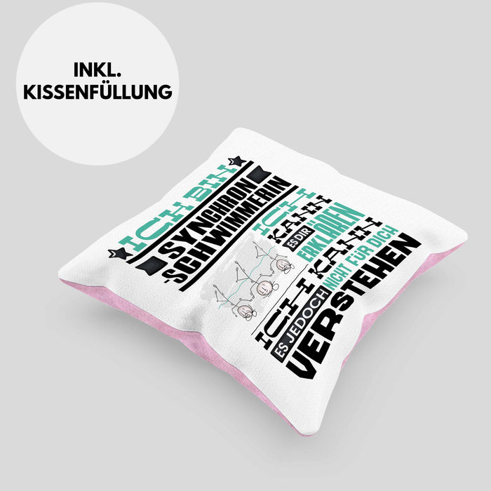Synchronschwimmerin Geschenk Kaffee-Kissen mit Füllung 40x40 Geschenkidee für Synchronschwimmerin Ich Bin Synchronschwimmerin Ich Kann Es Dir Erklären Jedoch Nicht Für Dich Verstehen Spruch Lustig (Grau) Rosa Trendation