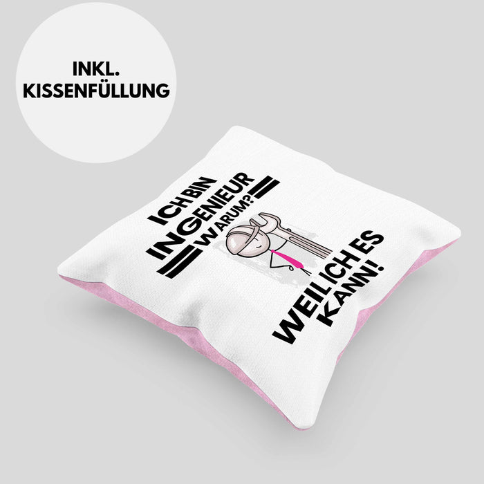 Ingenieur Geschenk Kissen mit Füllung 40x40 Lustiger Spruch Ich Bin Ingenieur Warum Weil Ich Es Kann Geschenkidee Bester Ingenieur Geburtstag (Grau) Rosa Trendation