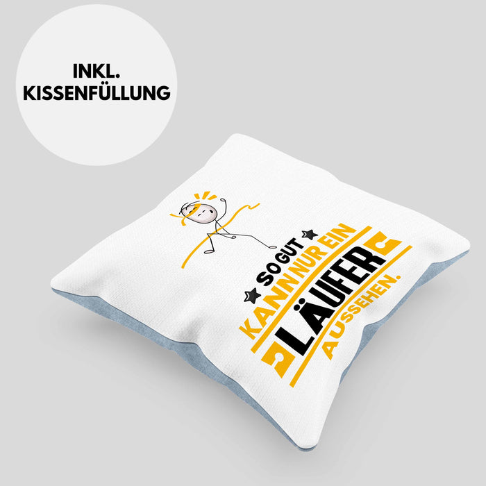 Läufer Geschenk Kissen mit Füllung 40x40 So Gut Kann Nur Ein Läufer Aussehen Geschenkidee (Grau) Blau Trendation