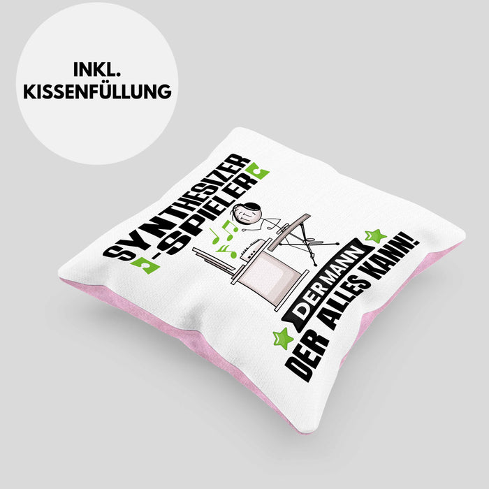 Synthesizer-Spieler Kissen mit Füllung 40x40 Geschenk für Synthesizer-Spieler Der Mann Der Alles Kann Geschenkidee zum Geburtstag (Grau) Rosa Trendation