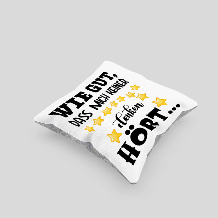 Wie Gut Dass Mich Keiner Denken Hört Lustige Kissen mit Füllung 40x40 Spruch Geschenk Kollegin Kollege BüroKissen mit Füllung 40x40 Geschenkidee (Grau) Grau Trendation