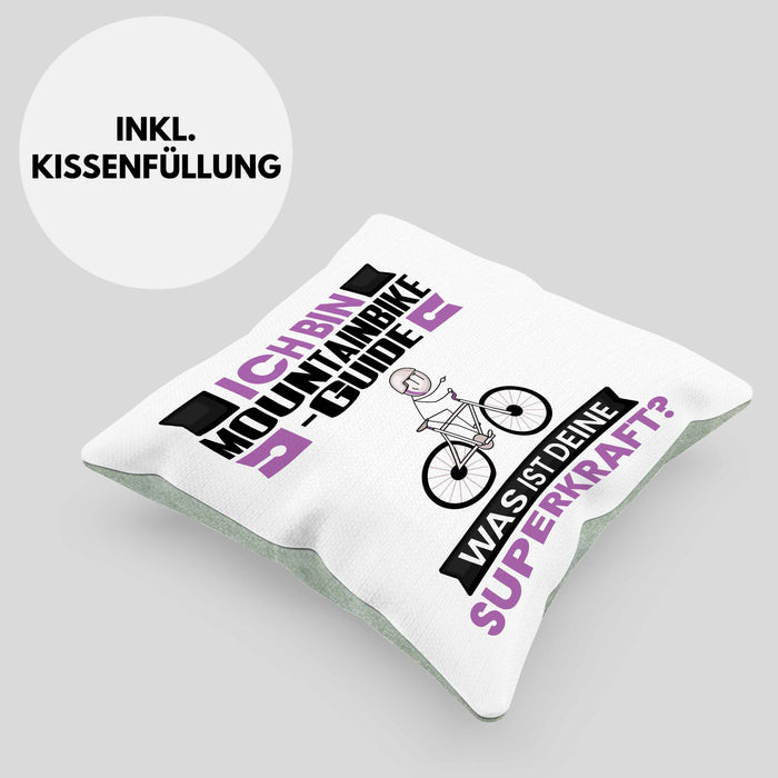 Mountainbike-Guide Kissen mit Füllung 40x40 Geschenk für Mountainbike-Guide Geburtstag Lustiger Spruch Was Ist Deine Superkraft (Grau) Grün Trendation