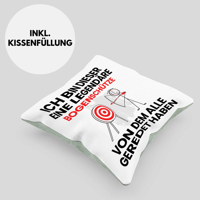 Bogenschütze Geschenk Kissen mit Füllung 40x40 Lustige Geschenkidee Geburtstag für Bogenschütze Ich Bin Dieser Legendäre Bogenschütze Von Dem Alle Geredet Haben (Grau) Grün Trendation