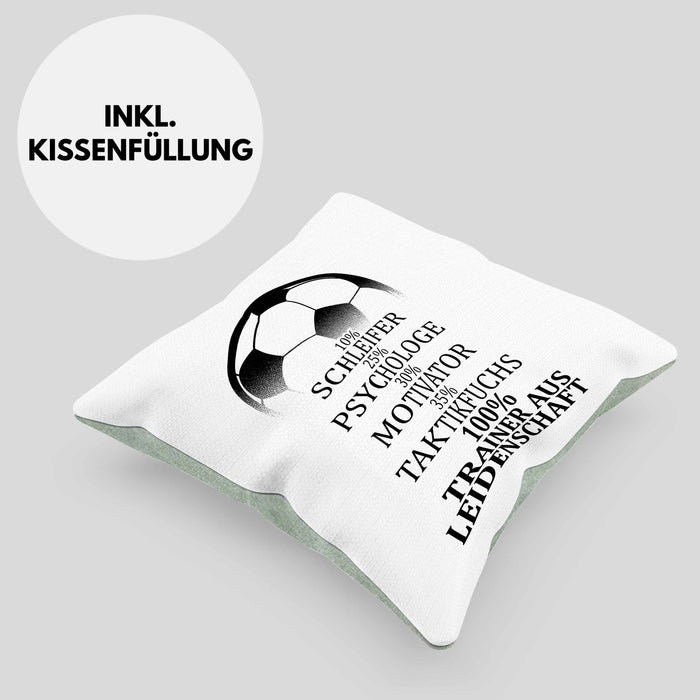 Fußballtrainer Kissen mit Füllung 40x40 Spruch Trainer Aus Leidenschaft Fußballcoach (Grau) Grün Trendation