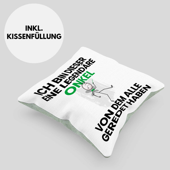 Onkel Geschenk Kissen mit Füllung 40x40 Lustige Geschenkidee Geburtstag für Onkel Ich Bin Dieser Legendäre Onkel Von Dem Alle Geredet Haben (Grau) Grün Trendation