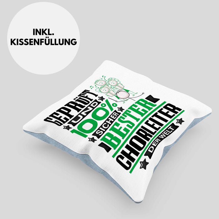 Chorleiter Geschenk Lustiger Spruch für Chorleiter Geschenkidee Bester Chorleiter Der WeltKissen mit Füllung 40x40 (Grau) Blau Trendation